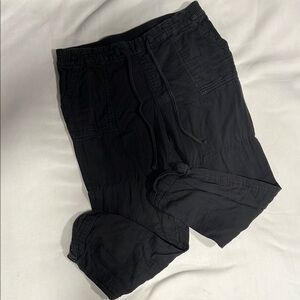 Black Casual Drawstring Pants